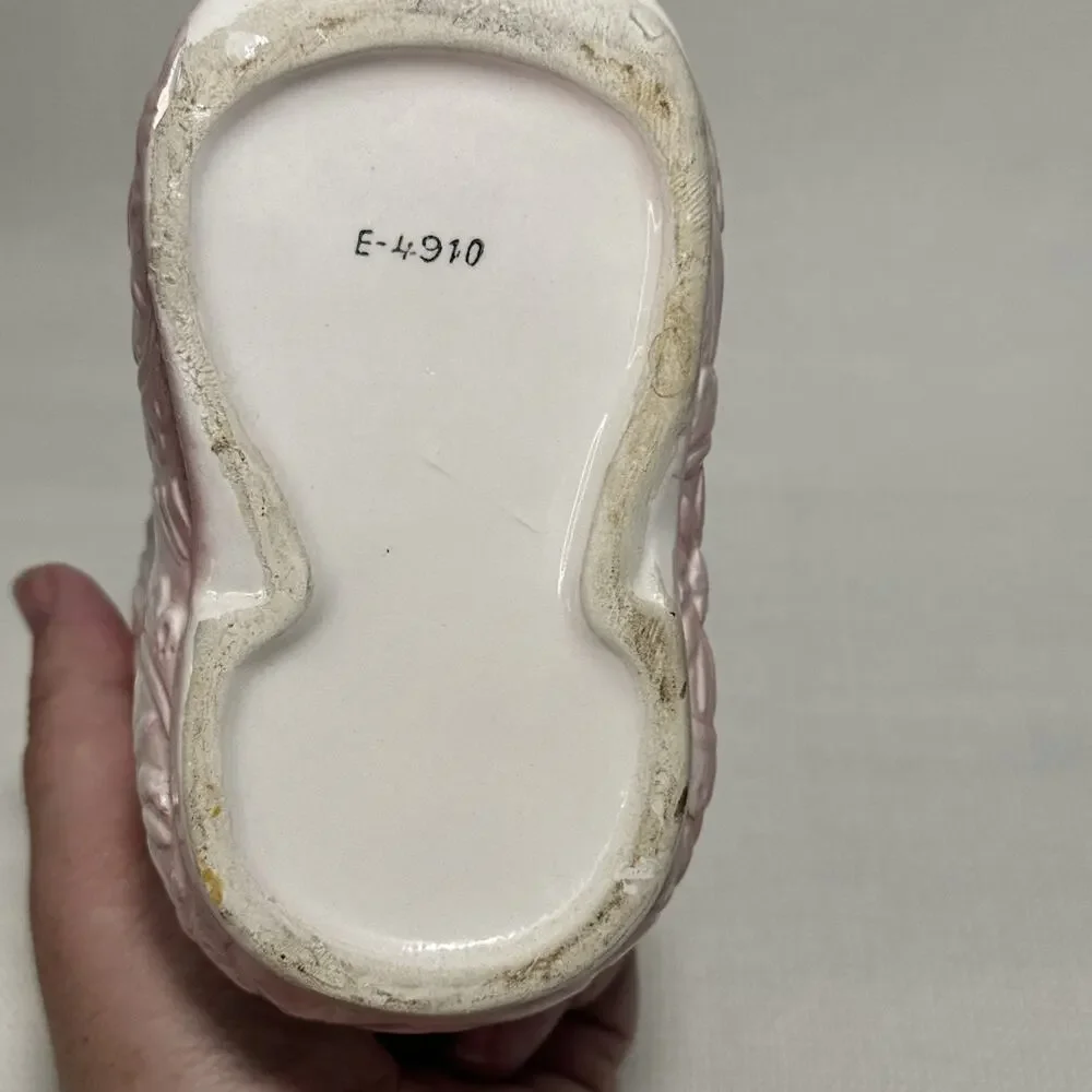 Vintage Ceramic Baby Shoe Planter Pink Blue 6x4x3.25” Used
